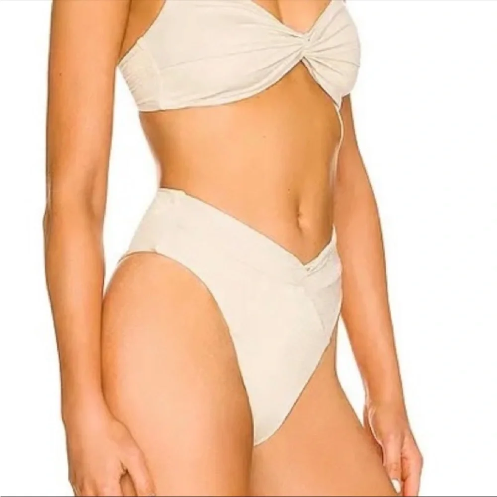 NWT Revolve L*Space Nancy Lee Bikini Bottoms Shimmer Bone / Light Beige